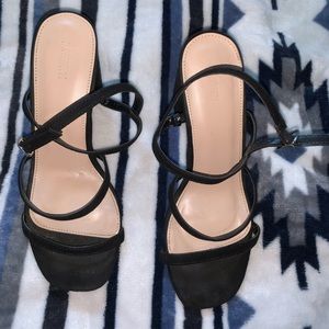 Black double stripe heels